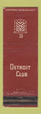 Matchbook Cover - Detroit Club MI WEAR