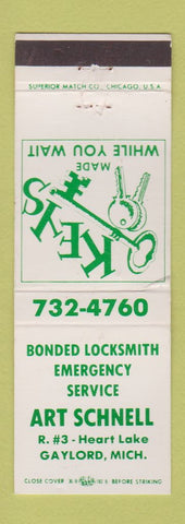 Matchbook Cover - Art Schnell Locksmith Gaylord MI