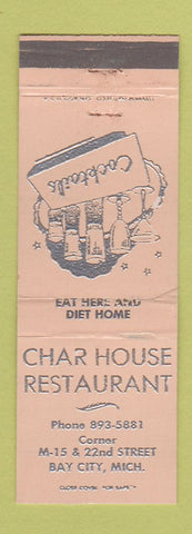 Matchbook Cover - Char House Restaurant Bay City MI WEAR