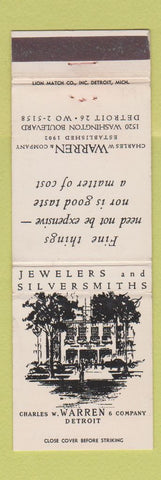 Matchbook Cover - Charles Warren Jewelry Silversmith Detroit MI