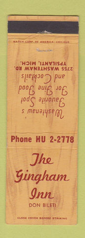 Matchbook Cover - Gingham Inn Ypsilanti MI