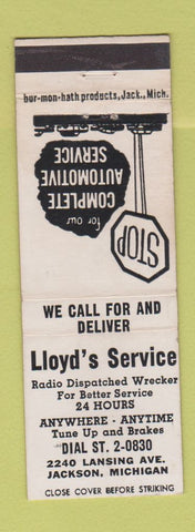 Matchbook Cover - Lloyd's Service auto repair Jackson MI