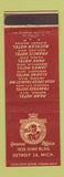Matchbook Cover - Francis Hotel System Detroit MI