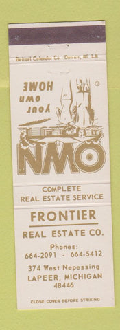 Matchbook Cover - Frontier Real Estate Lapeer MI
