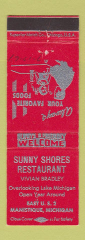 Matchbook Cover - Sunny Shores Restaurant Manistique MI WRITING