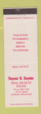 Matchbook Cover - Raynor Snyder Real Estate Adrian MI