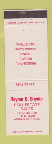 Matchbook Cover - Raynor Snyder Real Estate Adrian MI