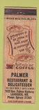 Matchbook Cover - Palmer Restaurant Deli Landover MD WEAR