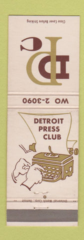 Matchbook Cover - Detroit Press Club MI