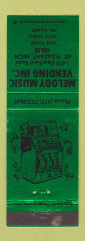 Matchbook Cover - Melody Music Vending juke box billiards Mount Pleasant MI