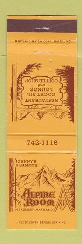 Matchbook Cover - Johnny & Sammy's Alpine Room Salisbury MD