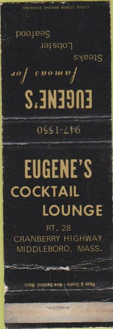 Matchbook Cover - Eugen's Restaurant Middleboro MA WORN