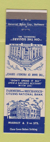 Matchbook Cover - Farmers and Mechanics Bank Frederick MD