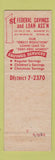 Matchbook Cover - 1st Federal Savings and Loan Bethesda MD Washington DC