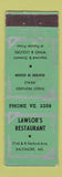 Matchbook Cover - Lawlor's Restaurant Baltimore MD WEAR