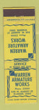 Matchbook Cover - Warren Armature Works Warre OH