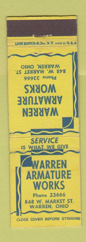 Matchbook Cover - Warren Armature Works Warre OH