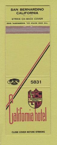 Matchbook Cover - California Hotel San Bernardino CA