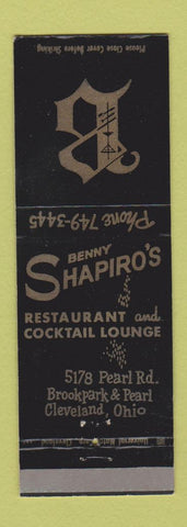 Matchbook Cover - Benny Shapiro's Restaurant Cleveland OH