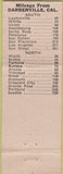 Matchbook Cover - Motel Garberville Garberville CA