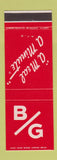 Matchbook Cover - BG Restaurant Cincinnati OH