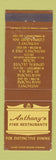 Matchbook Cover - Anthony's Restaurants Lynn Swampscott Boston MA WEAR