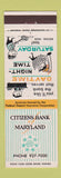Matchbook Cover - Citizens Bank of Maryland Riverdale MD