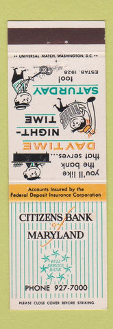 Matchbook Cover - Citizens Bank of Maryland Riverdale MD