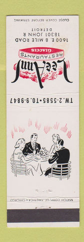 Matchbook Cover - Lee Anns Restaurants Detroit MI Giaccis