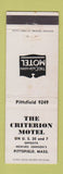 Matchbook Cover - Criterion Motel Pittsfield MA