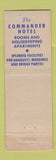 Matchbook Cover - Commander Hotel Cambridge MA WORN