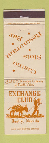 Matchbook Cover - Exchange Club Casino Beatty NV WEAR