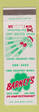 Matchbook Cover - Barney's Casino Lake Tahoe NV