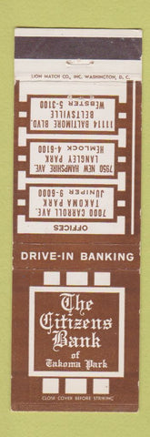Matchbook Cover - Citizens Bank OTAkoma Park MD