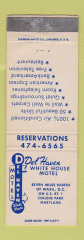 Matchbook Cover - Del Haven Motel College Park MD WEAR
