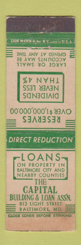 Matchbook Cover - Capital Building and Loan Baltimore MD WEAR