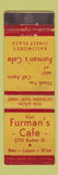 Matchbook Cover - Furman's Cafe Baltimore MD WEAR