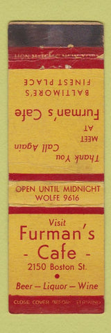 Matchbook Cover - Furman's Cafe Baltimore MD WEAR