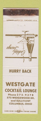 Matchbook Cover - Westgate Cocktail Lounge Columbus OH WORN