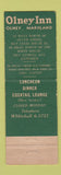 Matchbook Cover - Olney Inn MD