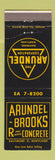Matchbook Cover - Arundel Brooks Concrete Baltimore MD WEAR