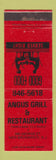 Matchbook Cover - Angus Grill Restaurant New Brunswick NJ