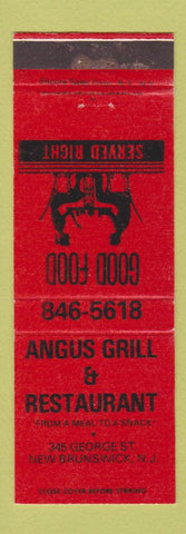 Matchbook Cover - Angus Grill Restaurant New Brunswick NJ