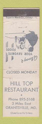 Matchbook Cover - Hill Top Restaurant Grantsville MD WEAR