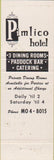 Matchbook Cover - Pimlico Hotel Baltimore MD