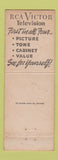 Matchbook Cover - RCA Victor TV Elizabeth NJ