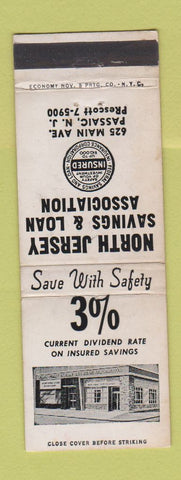 Matchbook Cover - North Jersey Savings and Loan Passaic NJ WORN