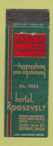 Matchbook Cover - Hotel Roosevelt Detroit MI WEAR