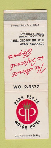 Matchbook Cover - Park Plaza Motor Hotel Detroit MI WEAR