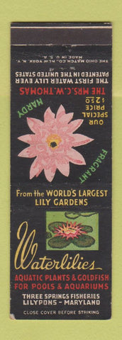 Matchbook Cover - Waterlilies Plants CW Thomas lily gardens Lilypons MD